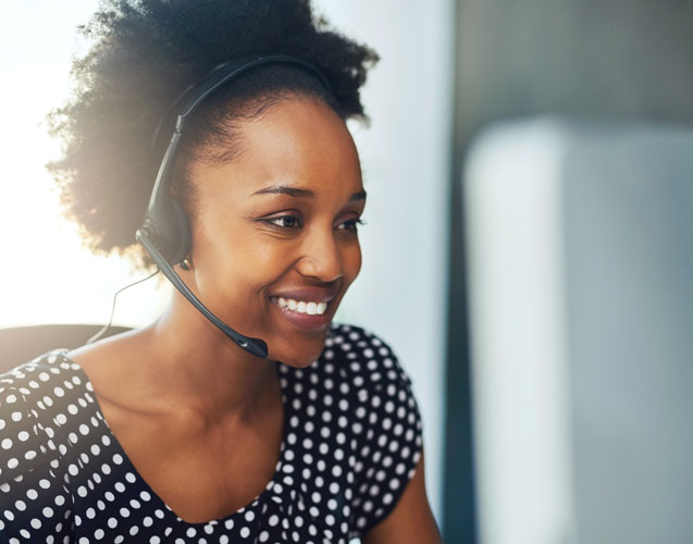 A woman providing customer support