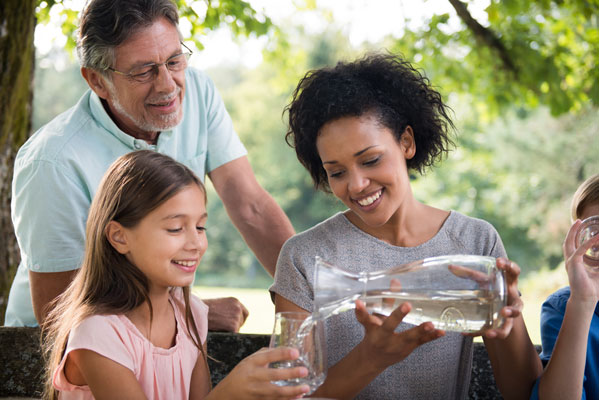 A family enjoying dinner together