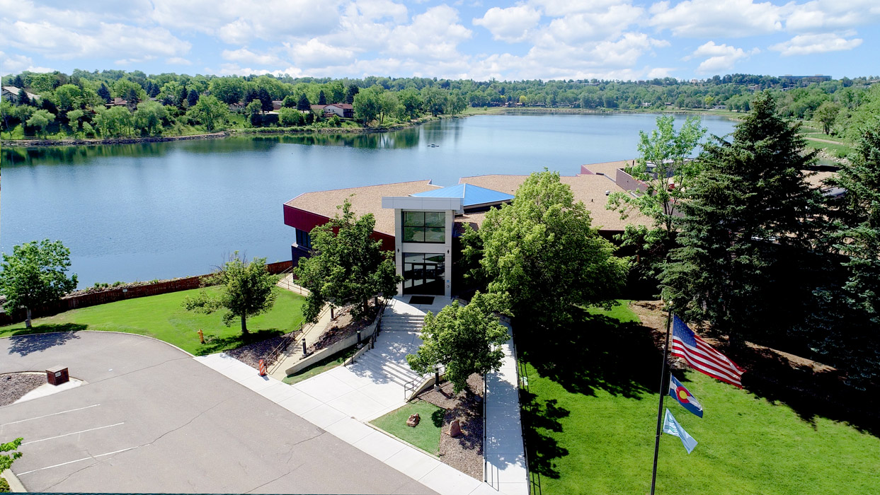 Admin building on Maple Grove Reservoir