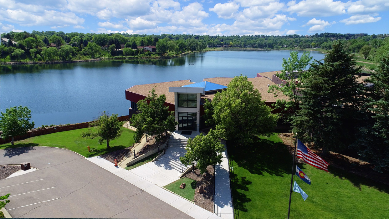 Admin building on Maple Grove Reservoir